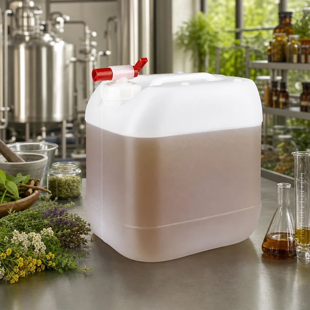 Kanister 15 Liter mit Auslaufhahn Stapelbarer PE-Kanister 15 Liter mit integriertem Auslaufhahn für Pharmazie Kosmetik und Naturkosmetik