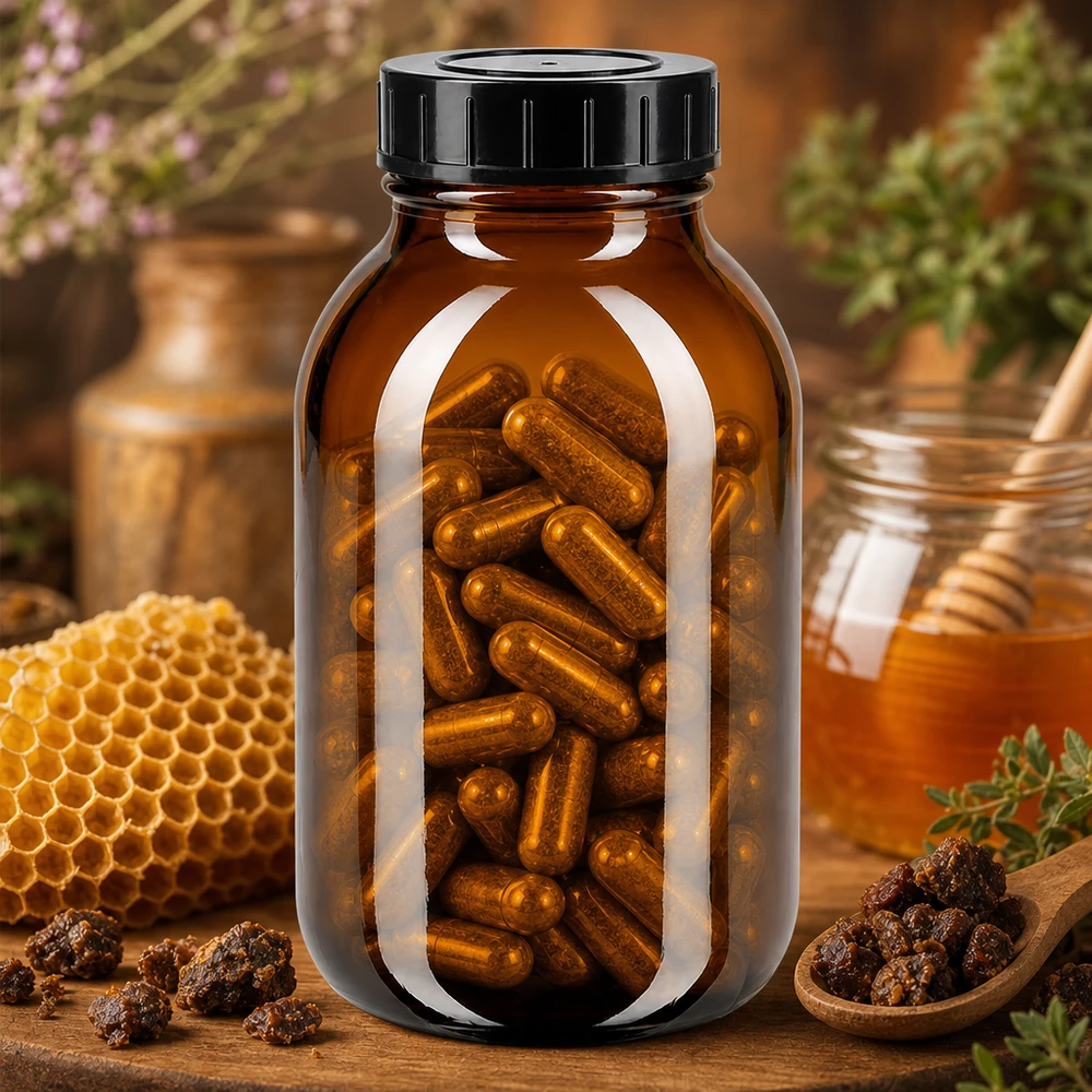Vielseitige Glasflasche 500ml in Braun mit großer Öffnung perfekt für Pulver und Granulate