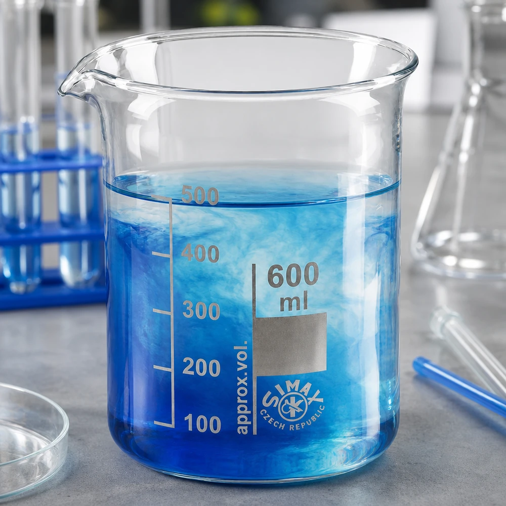 Vielseitiges Becherglas 600ml niedrige Form Borosilikatglas ideal für Schule Labor und Hobby