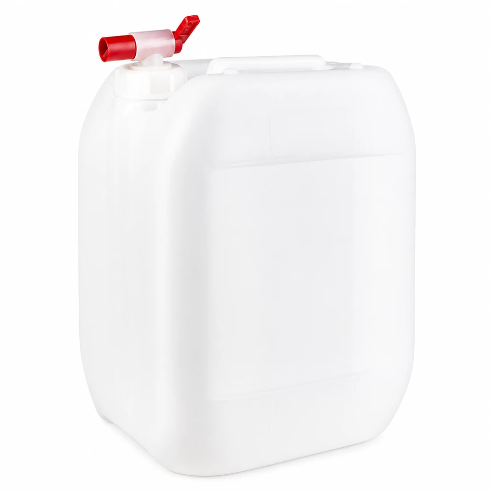 Kanister 10 Liter mit Auslaufhahn Weißer quadratischer 10 Liter Kanister mit Schraubverschluss und Auslaufhahn