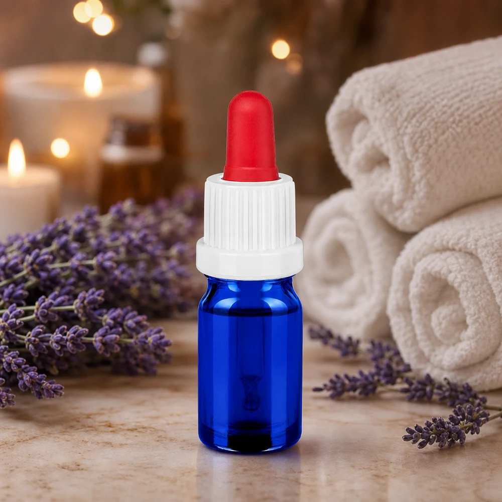 5ml Pipettenflasche weiß/rot Originalitätsverschluss BlueLine UT18/5 5ml Pipettenflasche BlueLine mit chemieresistentem Glas und präzisem Tropfmechanismus für Laborbedarf