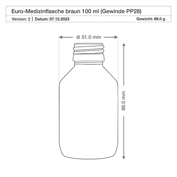 Braune 100ml Medizinflasche robustes Glas für professionelle pharmazeutische Anwendungen