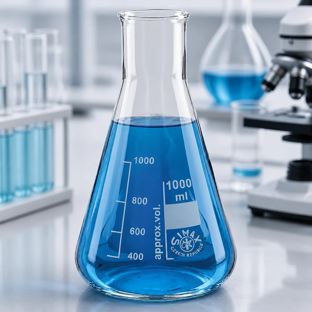 Erlenmeyerkolben 100ml Weithals ermöglicht sicheres Mischen ohne Spritzer dank konischer Form