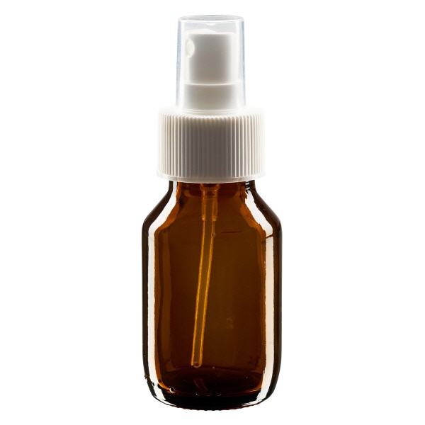 50ml Medizinflasche braun, Pumpzerstäuber weiß ApoGlas 50ml Medizinflasche braun, Pumpzerstäuber weiß ApoGlas