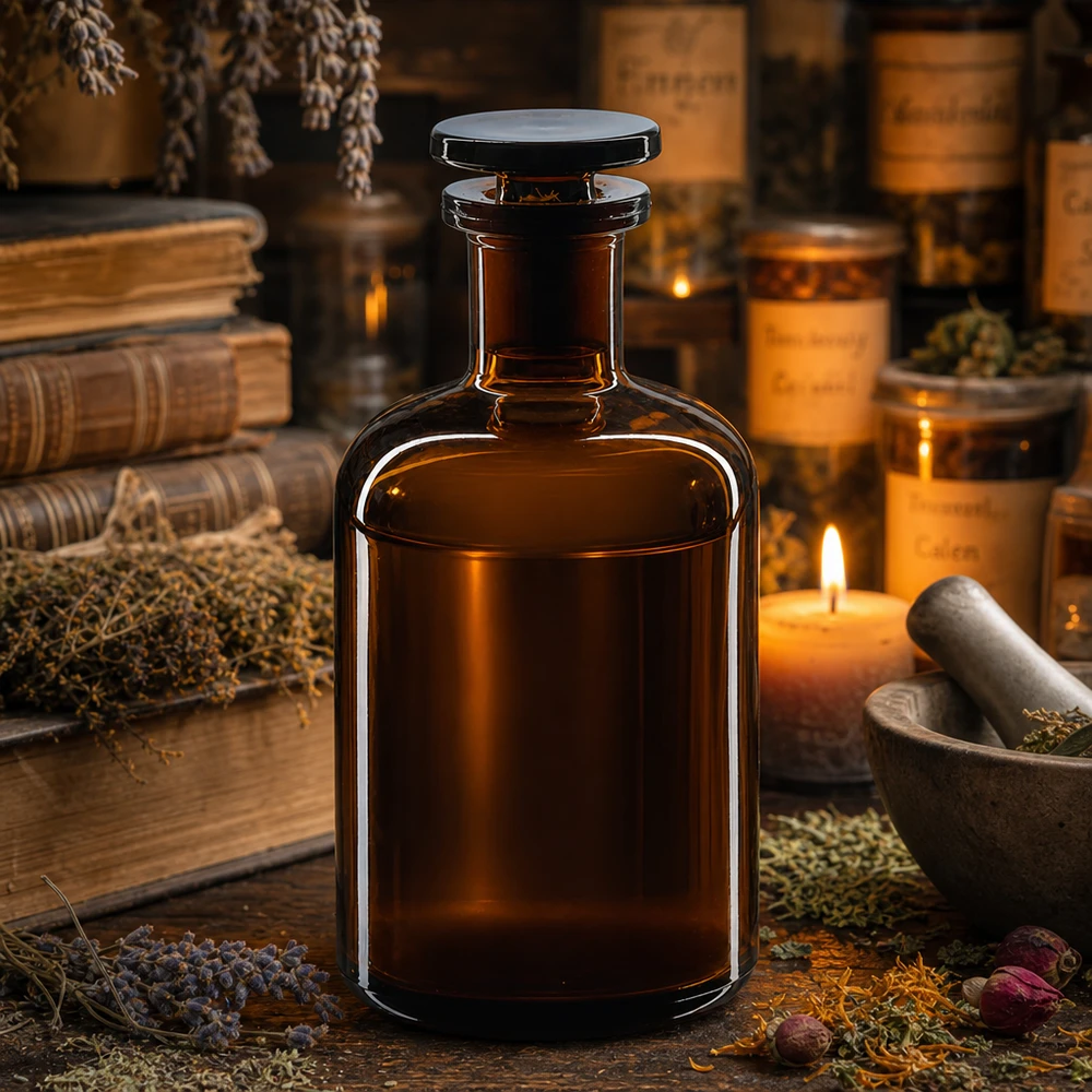 Rundschulterfl. 100ml braun Enghals Glasstopfen Klassische Pharmaflasche 100ml Braunglas Enghals Glasstopfen dichter Verschluss