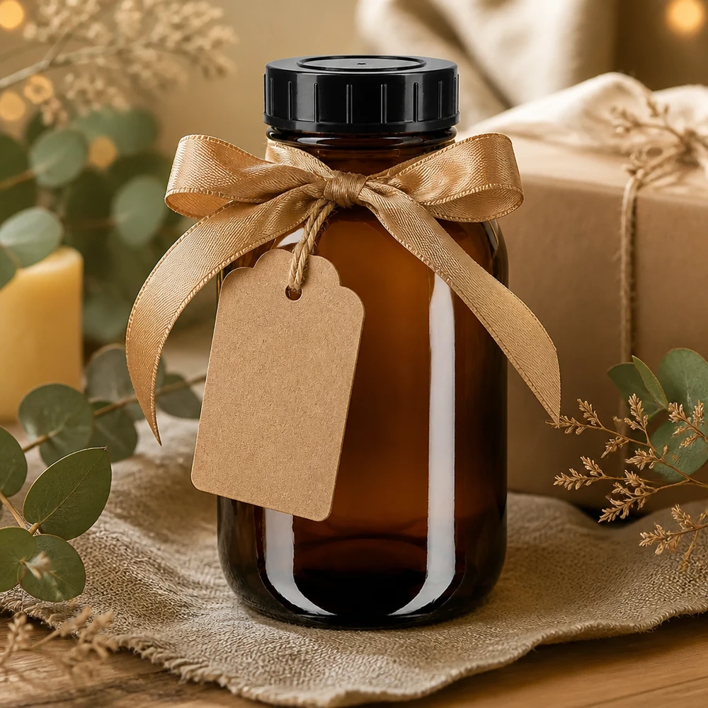 500ml Weithalsflasche Braunglas mit Schraubdeckel Braunglasflasche 500ml Weithalsgröße mit dichtem Schraubdeckel für Naturprodukte