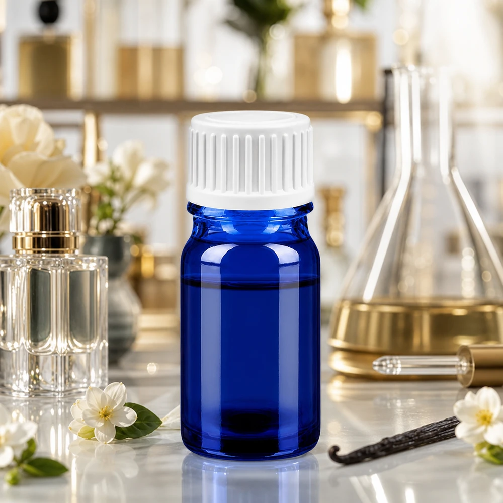 5ml Tropfflasche 0.9mm weiß Standardverschluss BlueLine UT18/5 Elegante blaue 5ml Tropfflasche mit weißem Deckel perfekt für DIY Kosmetik und Parfümherstellung