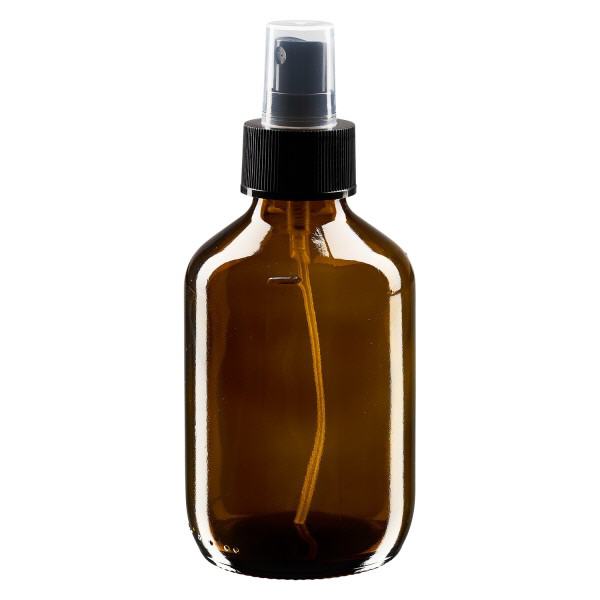 200ml Medizinflasche braun, Pumpzerstäuber schwarz ApoGlas 200ml Medizinflasche braun, Pumpzerstäuber schwarz ApoGlas
