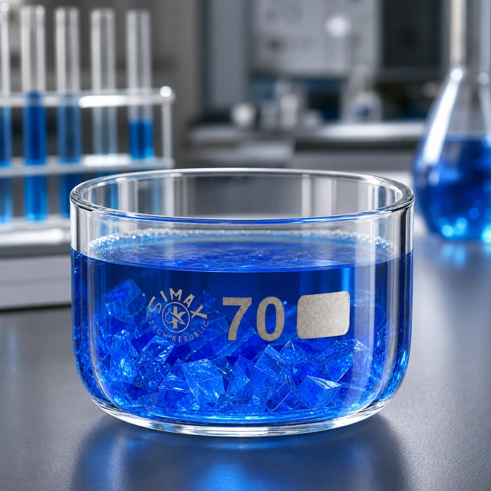 100ml Kristallisierschale ohne Ausguss Borosilikat ø70mm Flache zylindrische Glasschale 70mm Borosilikat mit Kristallisationsprozess blauer Substanz Labor
