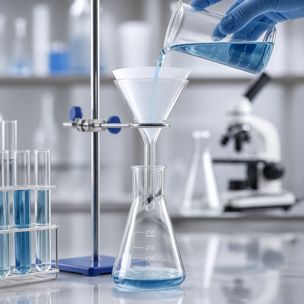 Analytik-Trichter mit kurzem Stiel aus hochwertigem Kalk-Soda-Glas für Laboranwendungen