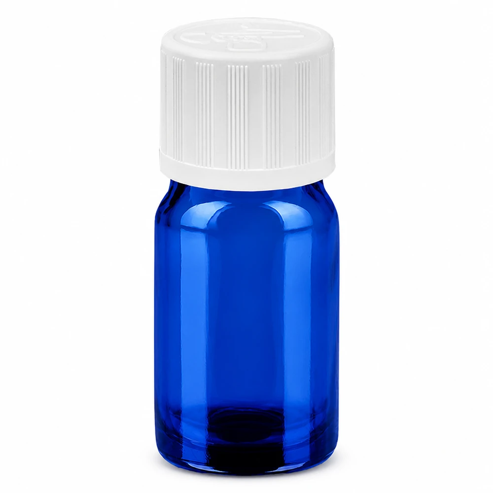 Professionelle 5ml Glasflasche blau mit kindersicherem Verschluss für Labor und Industrie