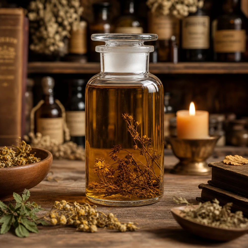 Historische Apothekerflasche 500ml Rundschulter klar Glasstopfen Weithals für Kräuterpräparate