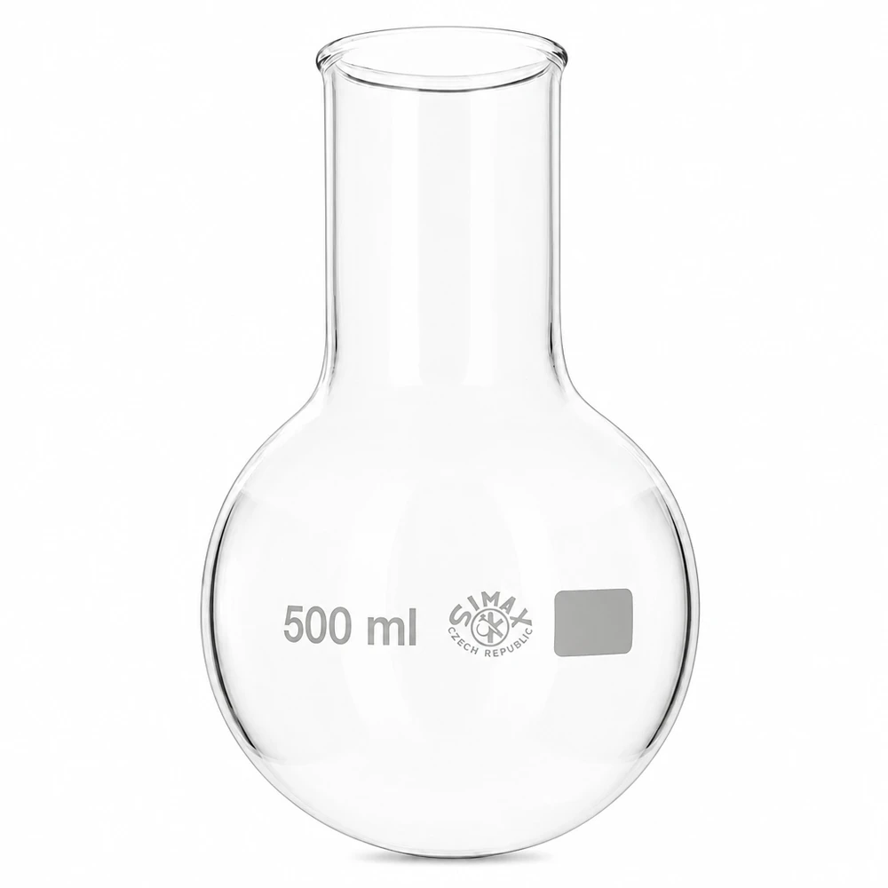 Chemiekolben 500ml rund mit weiter Öffnung perfekt für Stoffgemische und Lösungen