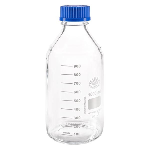Laborgewindeflasche 1000ml mit Kappe, Borosilikat Laborgewindeflasche 1000ml mit Kappe, Borosilikat