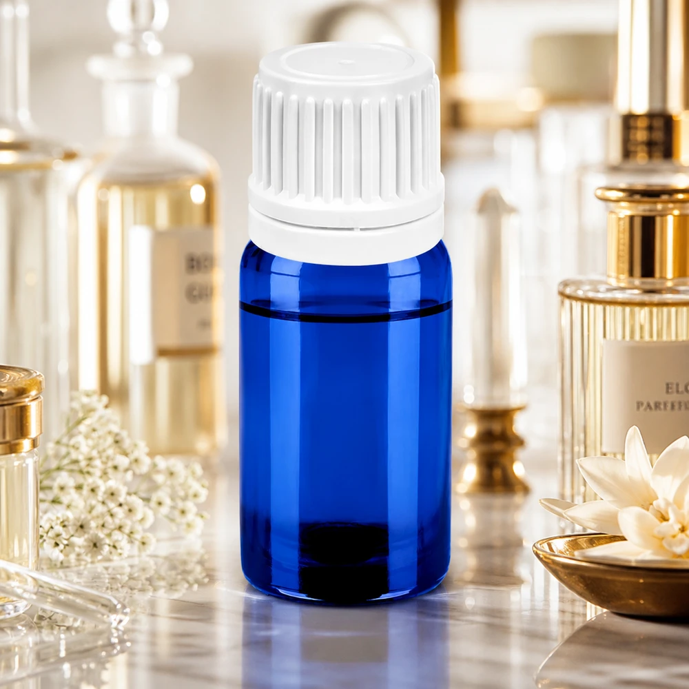 5ml Tropfflasche 0.7mm weiß Originalitätsverschluss BlueLine UT18/5 UV-schützende blaue 5ml Tropfflasche mit weißem Verschluss für lichtempfindliche Substanzen