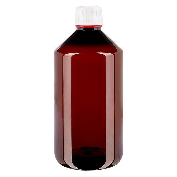 PET Flasche 750ml mit weißem Originalitätsverschluss fein geriffelt