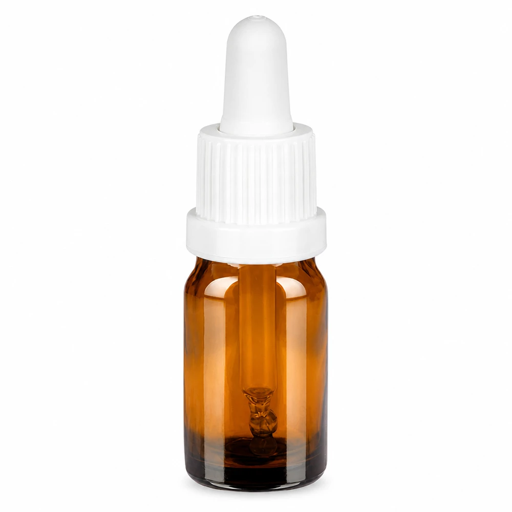 UV-Schutz Pipettenflasche 5ml braunes Glas mit weißem Tropfverschluss für Öle und Tinkturen
