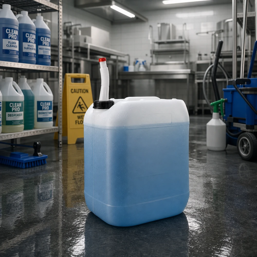 Robuster Transportkanister 20 Liter mit Flex-Rohr für industrielle Reinigungsanlagen