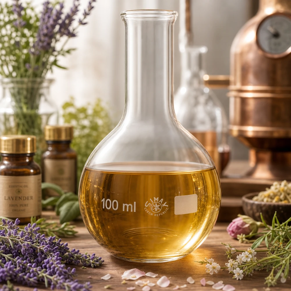 Stehkolben 100ml Enghals Borosilikat-Stehkolben 100ml mit schmalem Hals hitzebeständig für Aromatherapie und Phytochemie