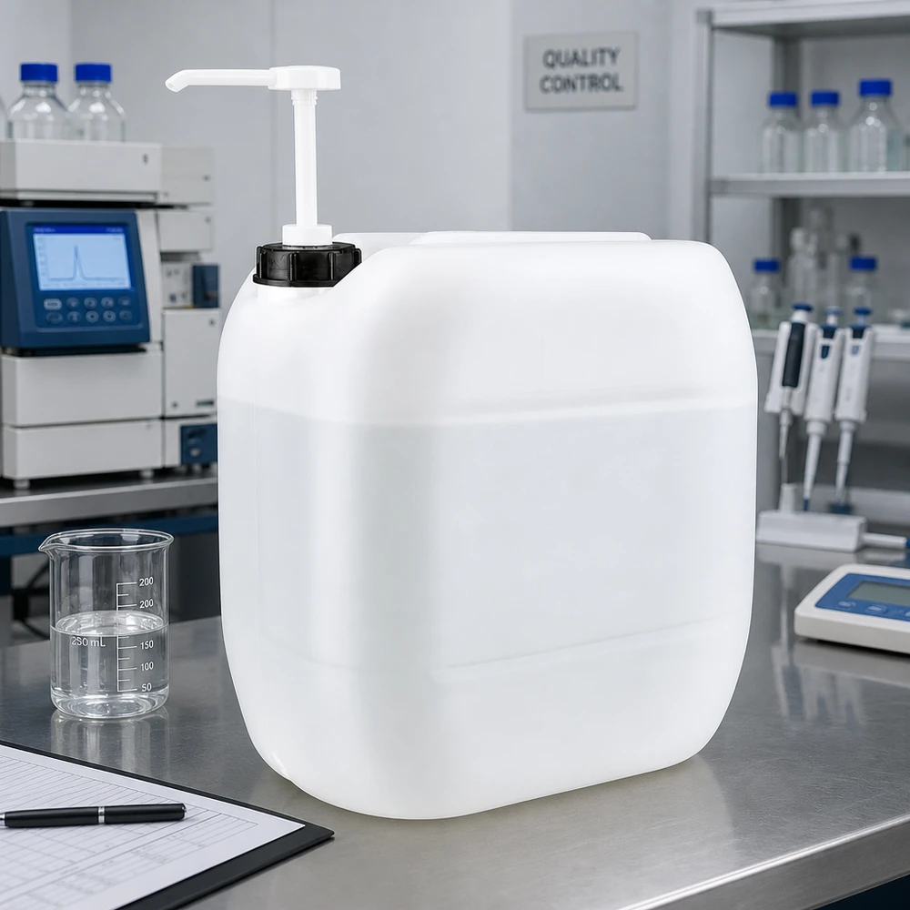 Säurebeständiger Chemikalienkanister 30L mit Dosierpumpe für Labor und Industrie