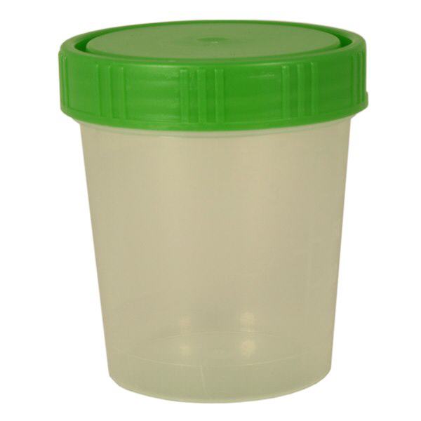 Urinbecher natur 125ml mit grünem Schraubdeckel Urinbecher natur 125ml mit grünem Schraubdeckel