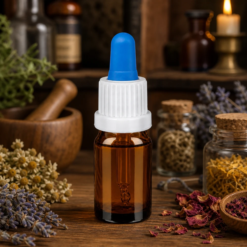 5ml Pipettenflasche weiß/blau Originalitätsverschluss BrownLine UT18/5 Universelle 5ml Pipettenflasche mit UV-Schutz und ergonomischer Tropfspitze für Tinkturen