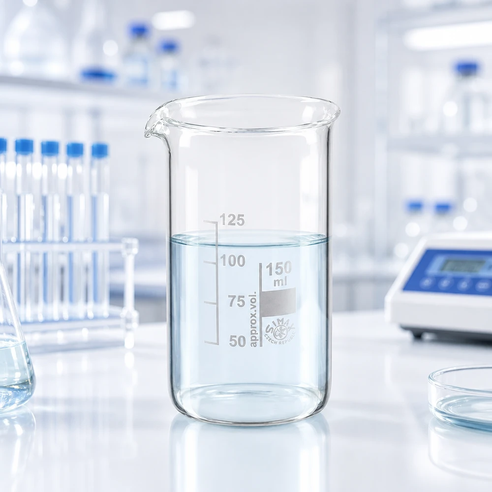 Laborbedarf Becherglas 150ml hohe zylindrische Form mit Ausguss aus transparentem Borosilikatglas