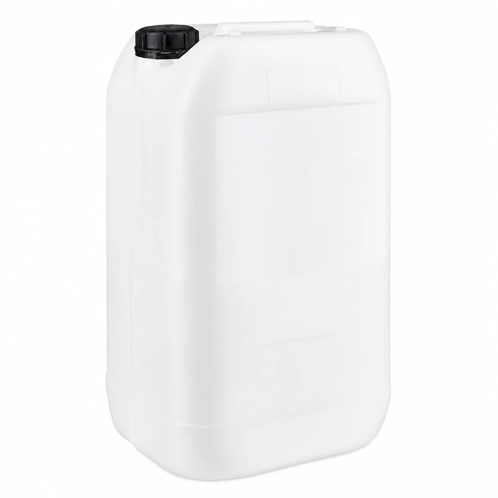 Kanister 15 Liter mit Schraubverschluss Originalitätsverschluss Kompakter weißer 15L Kanister mit Tragegriff und schwarzem Schraubverschluss