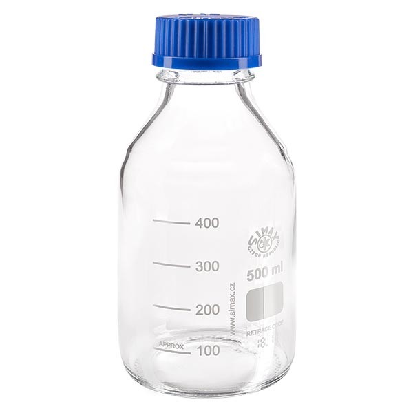 Laborgewindeflasche 500ml mit Kappe, Borosilikat Laborgewindeflasche 500ml mit Kappe, Borosilikat
