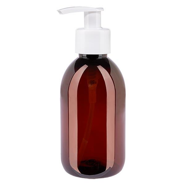 PET Flasche 250ml mit Dispenserpumpe weiß PET Flasche 250ml mit Dispenserpumpe weiß