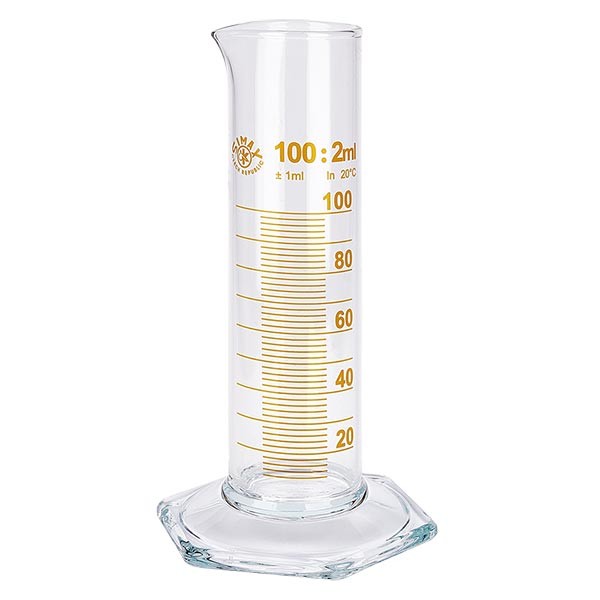 100ml Messzylinder NF aus Glas, braune Skala 100ml Messzylinder NF aus Glas, braune Skala