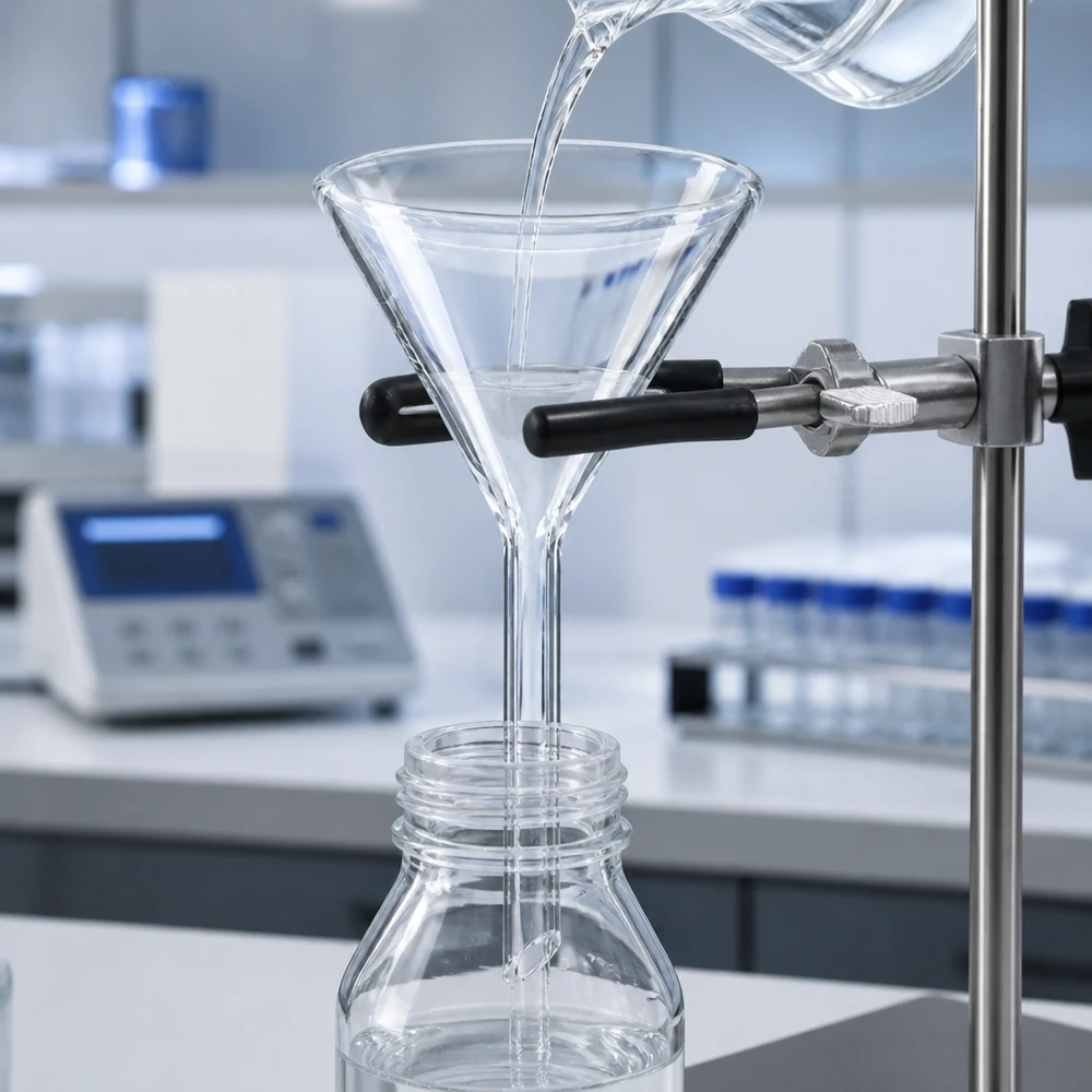 Laborglas Trichter 50mm Durchmesser mit Kurzstil für präzise Dosierung und Befüllung