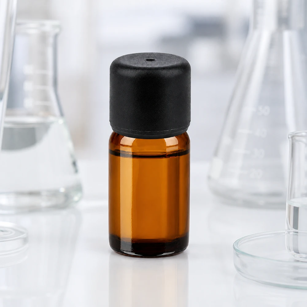 Handliche 5ml Glasflasche braun mit stabiler Wandstärke für mobile Anwendungen unterwegs