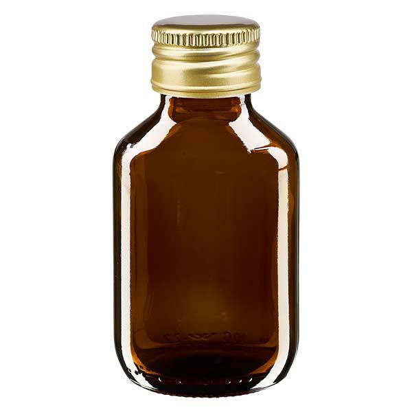 100ml Medizinflasche braun, mit Verschluss gold Aluminium ApoGlas 100ml Medizinflasche braun, mit Verschluss gold Aluminium ApoGlas