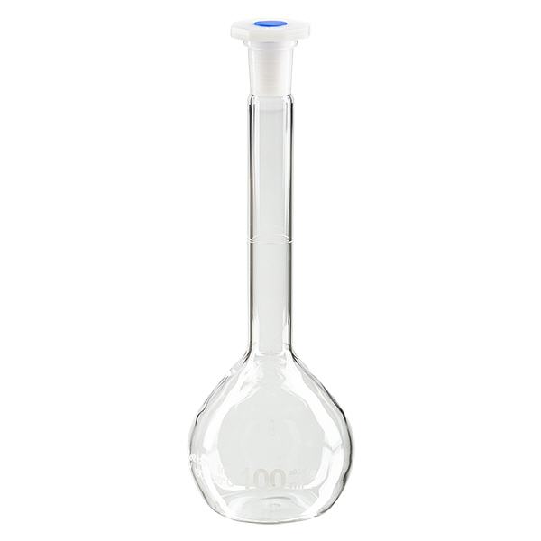 Messkolben 100ml mit Normschliff & PEHD Stopfen Messkolben 100ml mit Normschliff & PEHD Stopfen