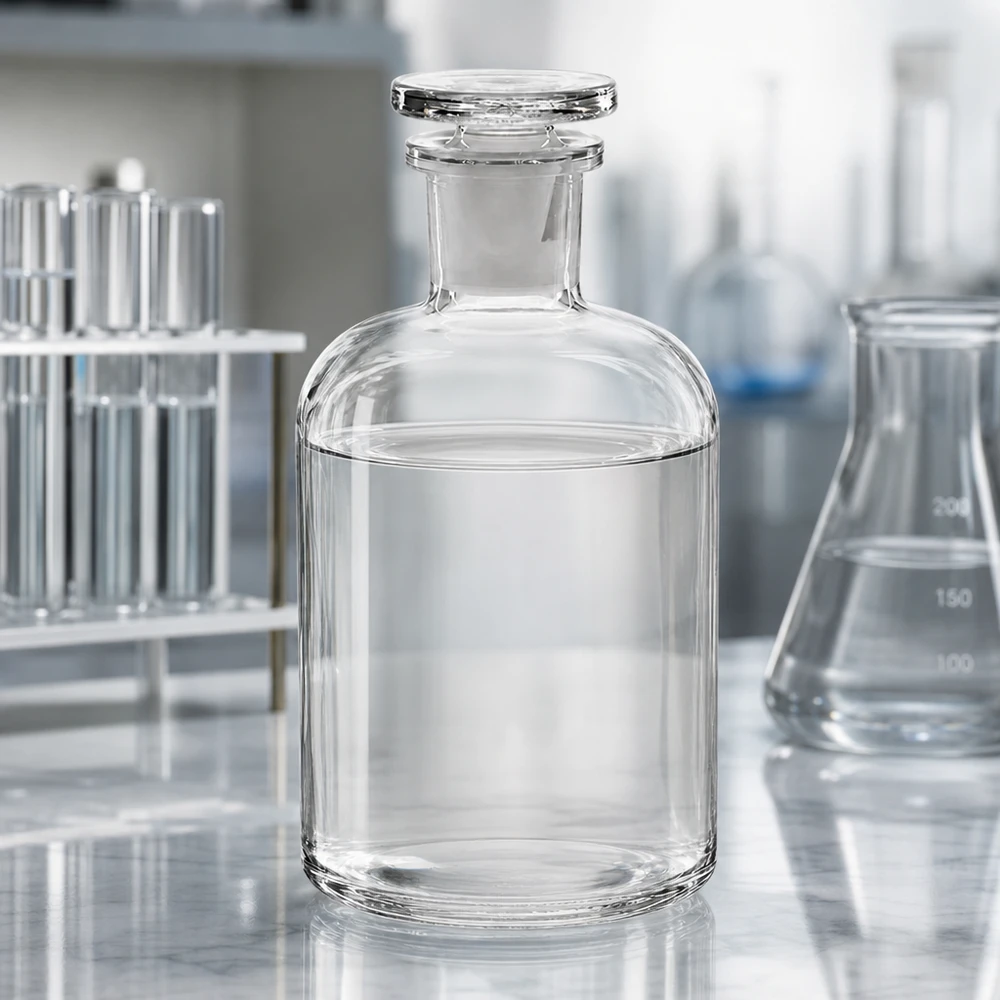 Durchsichtige Rundschulterflasche 500ml Enghals mit Glasstopfen für Lösungsmittel