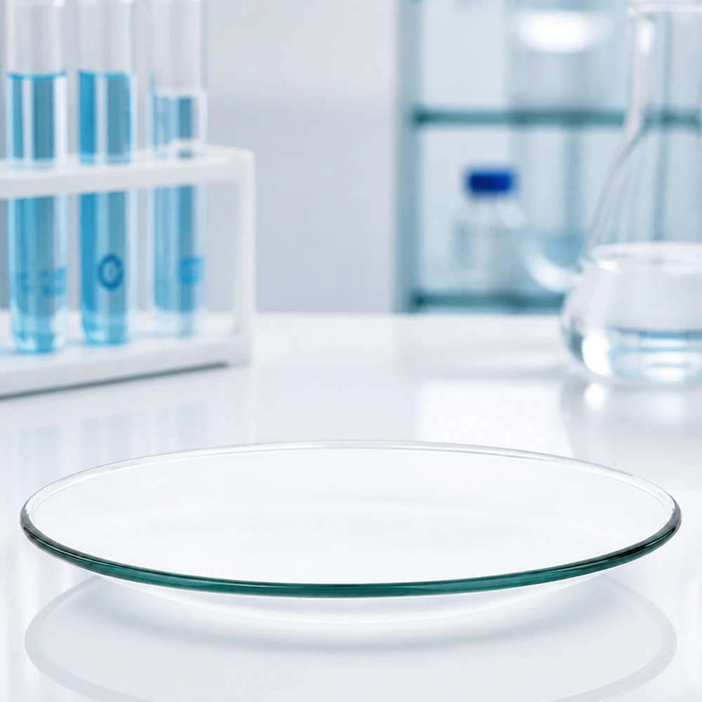 Gewölbte Glasschale Ø 10cm aus temperaturbeständigem Material für Laboranalysen