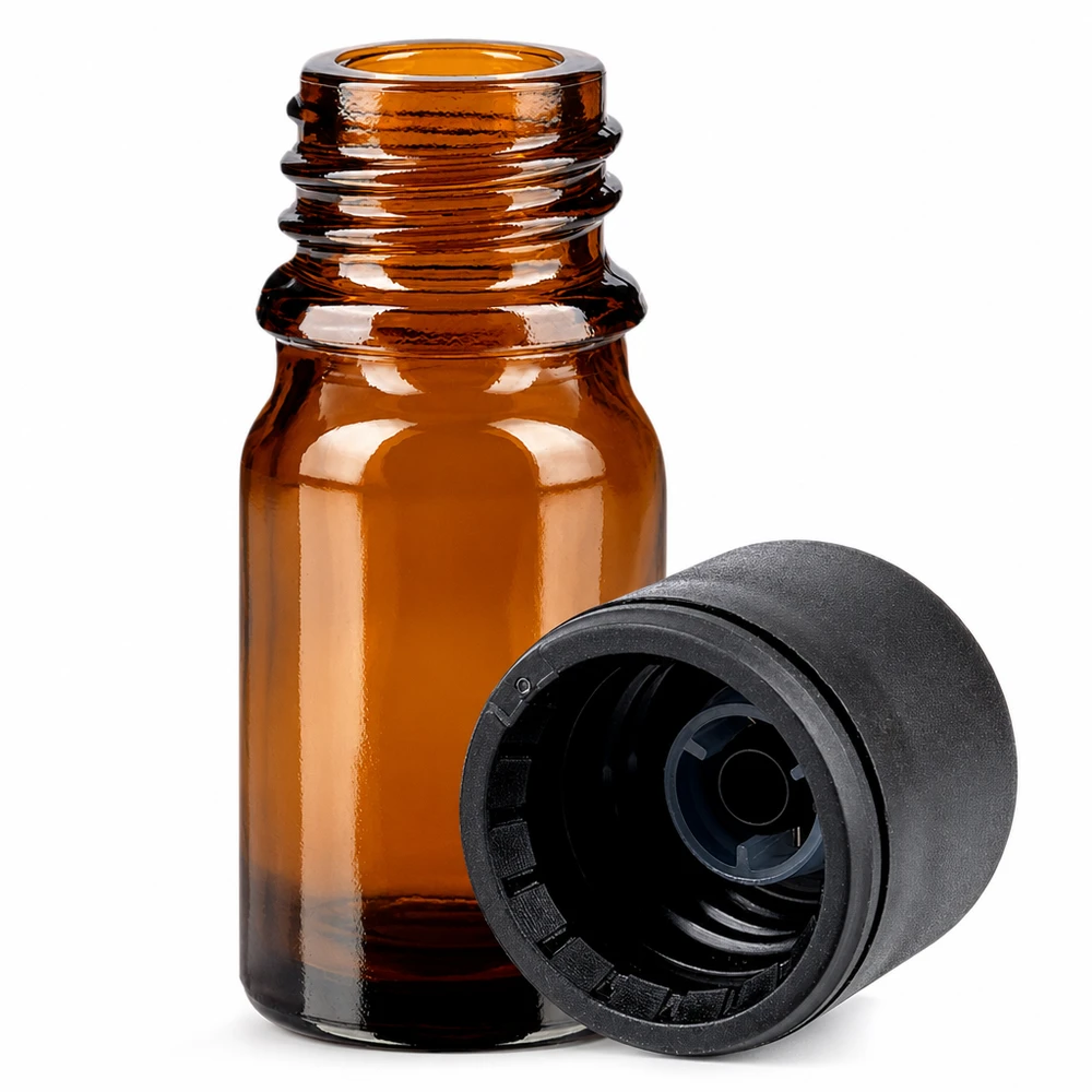 5ml Flasche 6mm Schraubverschluss schwarz Standard BrownLine UT18/5 Handliche 5ml Flasche aus UV-schützendem Braunglas mit praktischem Schraubdeckel