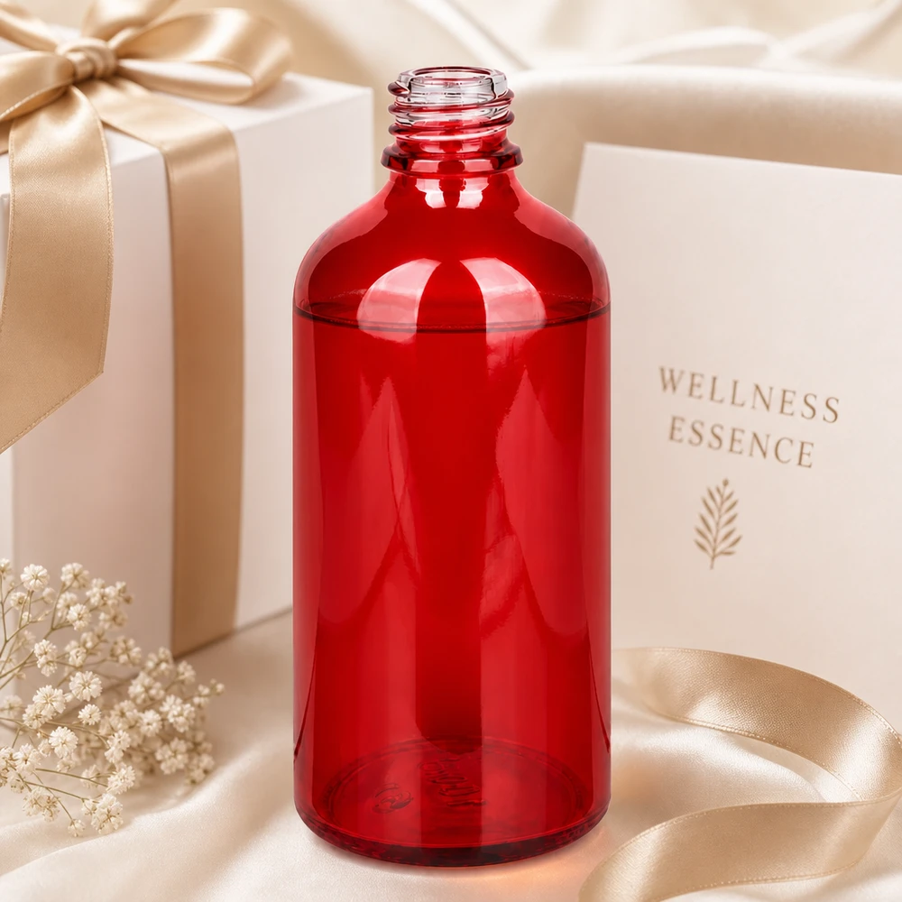 100ml Apothekenflasche RedLine UT18/100 UNiTWIST Stilvolle RedLine Glasflasche 100ml mit durchscheinender roter Färbung für Beauty Produkte