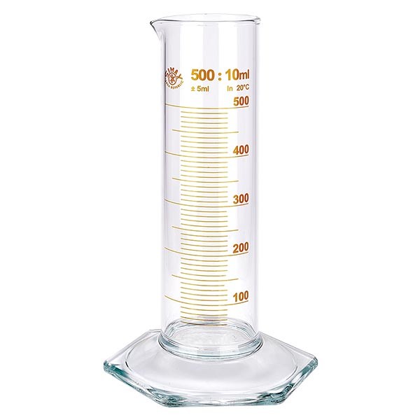 500ml Messzylinder NF aus Glas, braune Skala 500ml Messzylinder NF aus Glas, braune Skala