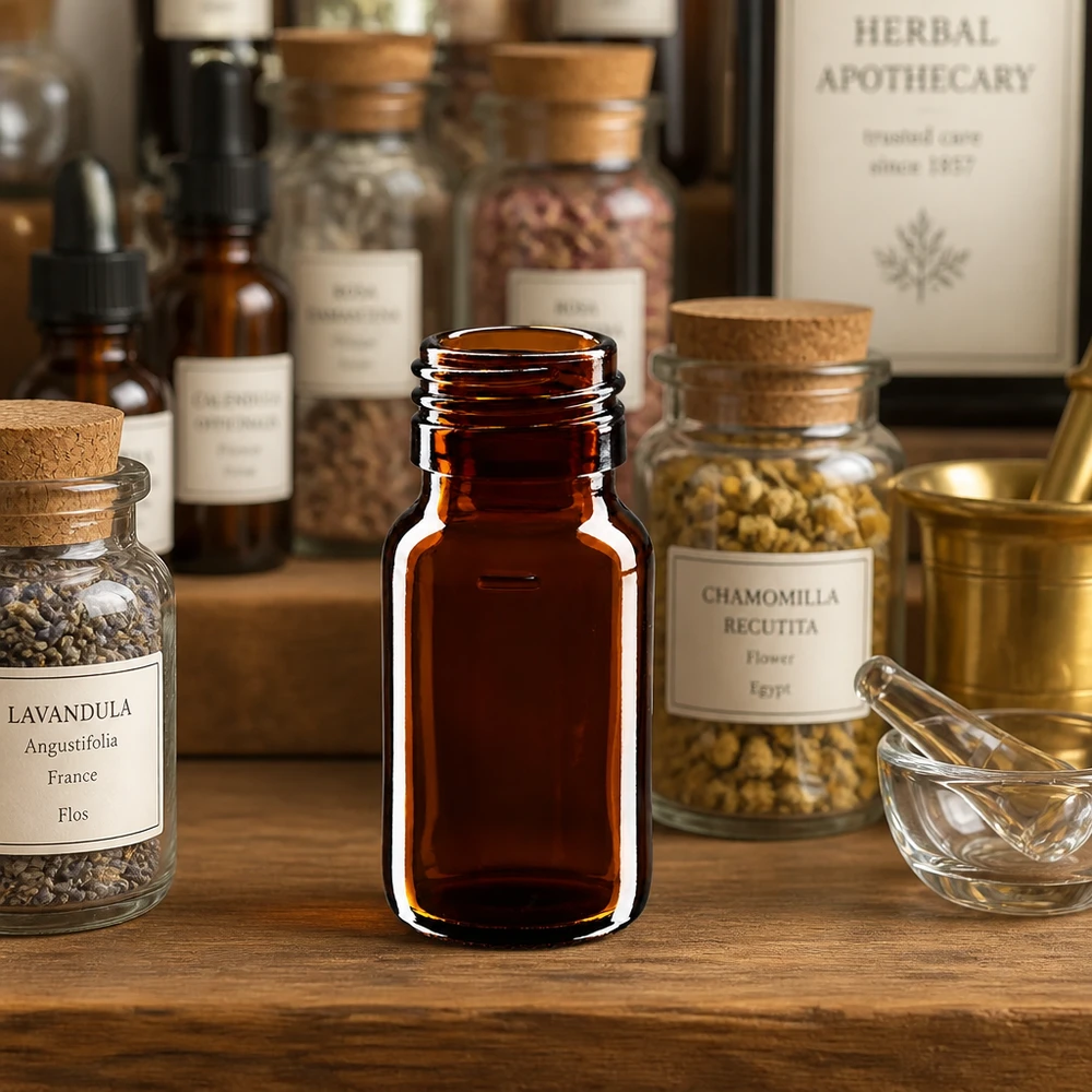30ml Medizinflasche braun, ohne Verschluss PP28 ApoGlas Traditionelle Apothekerflasche 30ml Braunglas PP28 im klassischen pharmazeutischen Design