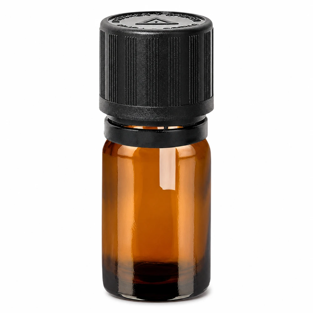Hochwertige 5ml Tropfflasche in Braun mit schwarzem Originalitätsverschluss