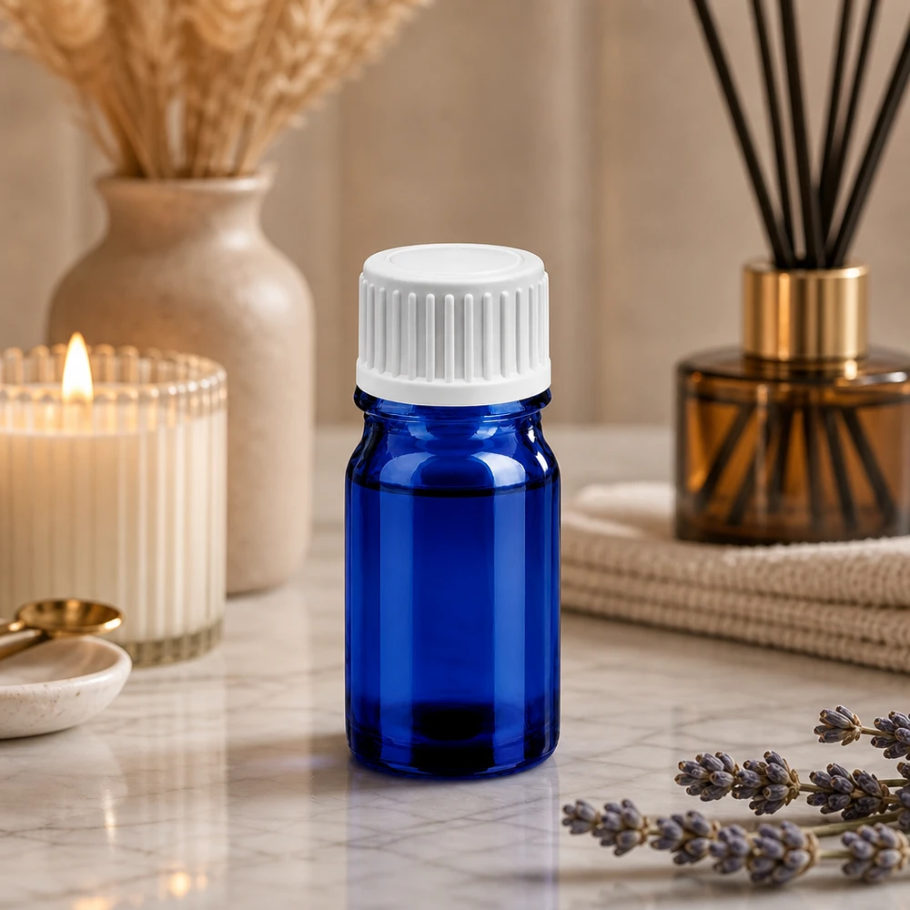 Lichtgeschützte Kobaltblaue 5ml Flasche mit auslaufsicherem Tropfverschluss für Naturprodukte