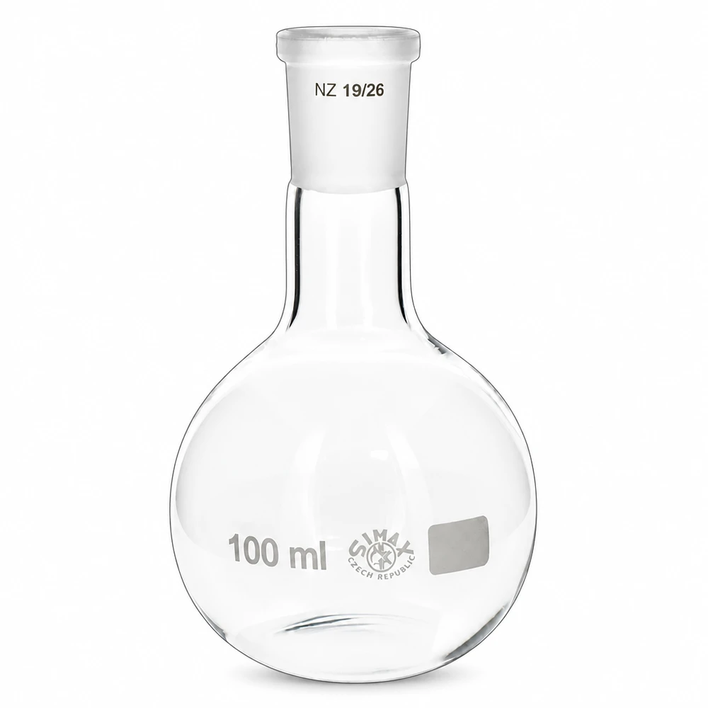 Stehkolben 100ml mit Normschliff (19/26) Reaktionskolben 100ml mit NS 19/26 aus hochwertigem Laborglas für Synthese und Analyse