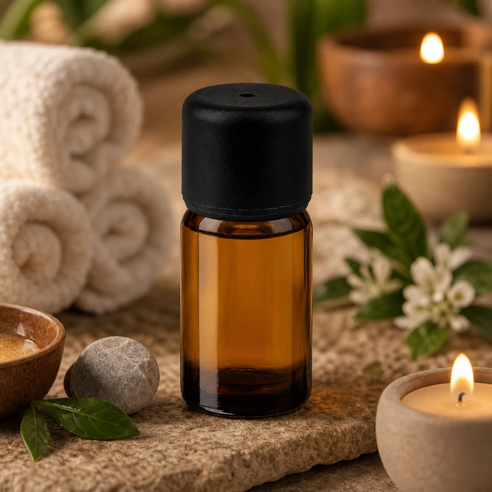 5ml Braunglasflasche mit schwarzem Verschluss ideal für präzise Dosierung von Pflegeölen
