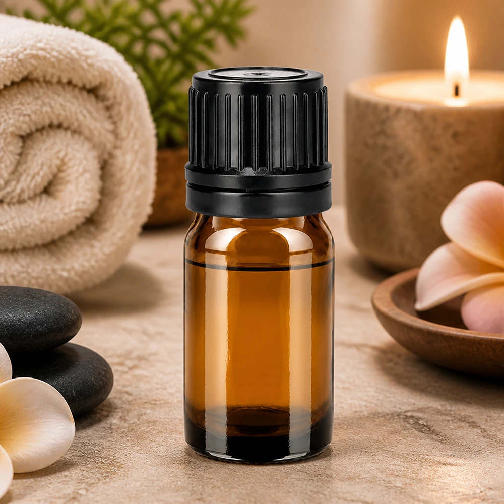 Praktische 5ml braune Glasflasche mit schwarzem Verschluss für Reise und Aufbewahrung
