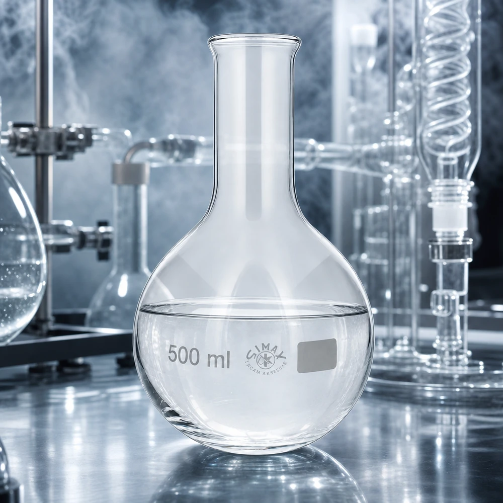 Stehkolben 500ml Enghals mit ergonomischer Form für sicheres Handling im Laboralltag