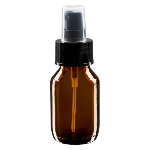 50ml Medizinflasche braun, Pumpzerstäuber schwarz ApoGlas