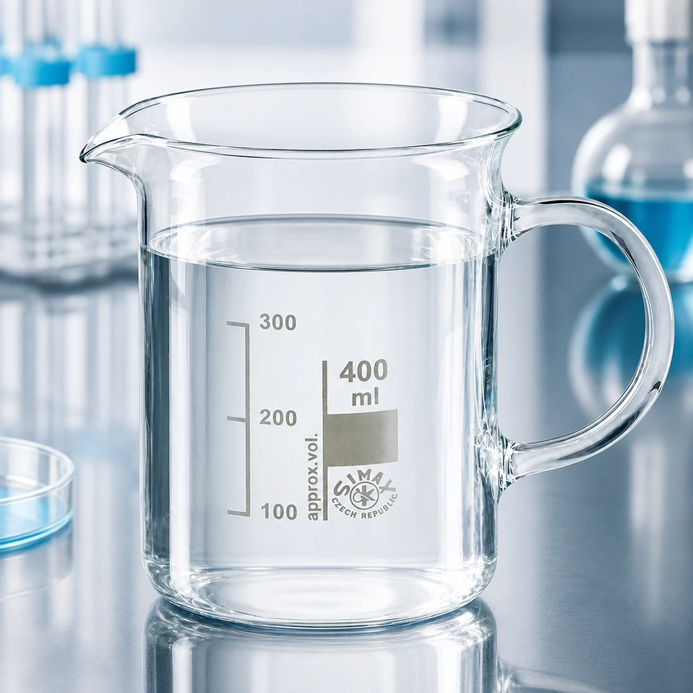 Hochwandiges Becherglas 400ml mit Henkel dickwandiges Borosilikatglas SIMAX Czech Republic