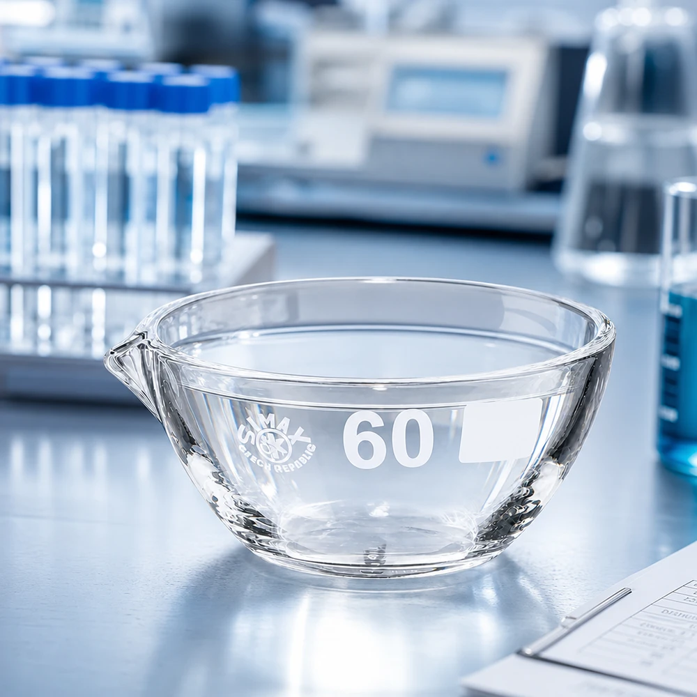 Laborqualität Abdampfschale 45ml mit Ausguss aus chemisch beständigem Borosilikat Glas